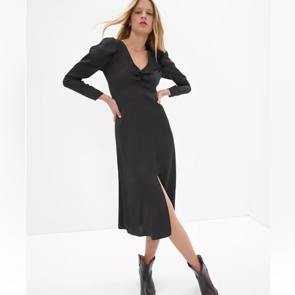 NWT puff sleeve GAP satin dress size 2